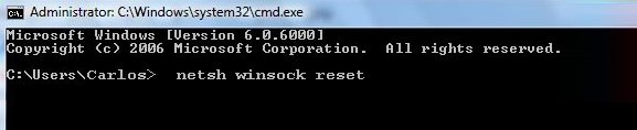 Comando netsh winsock