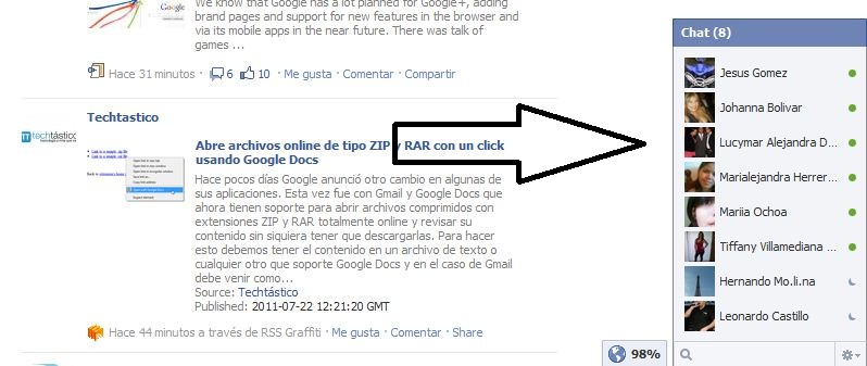 Viejo chat de Facebook