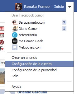 Configuracion de la cuenta de Facebook