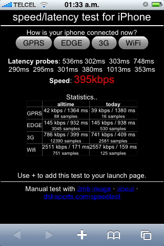iPhone network speed/latency test