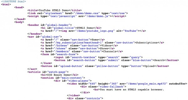 Código HTML 5 en YouTube