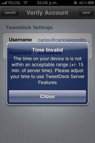 Solucionar el problema de "Time invalid" en TweetDeck