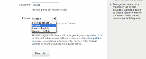 Poner Twitter en español