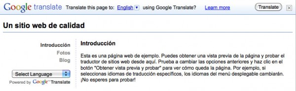 Widget de Google Translate