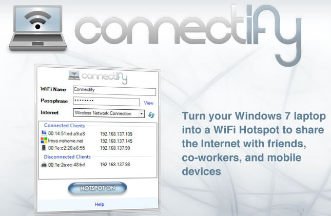 Connectify: Windows 7 hecho router WiFi