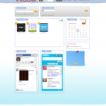 Tizzr: página de inicio con buscador, redes sociales, calendario, marcadores, y más