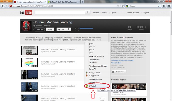 Cómo descargar listas de reproducción en Youtube [Firefox]