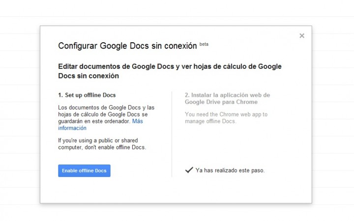 Configurar Google Docs sin conexion 2 pasos