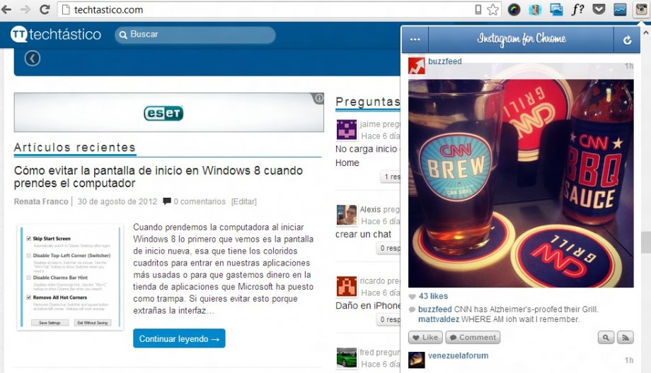 Extensión de Instagram para Google Chrome