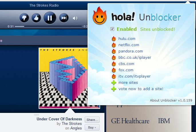 Hola unblocker Pandora