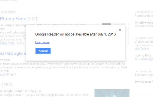 Google Reader cierra