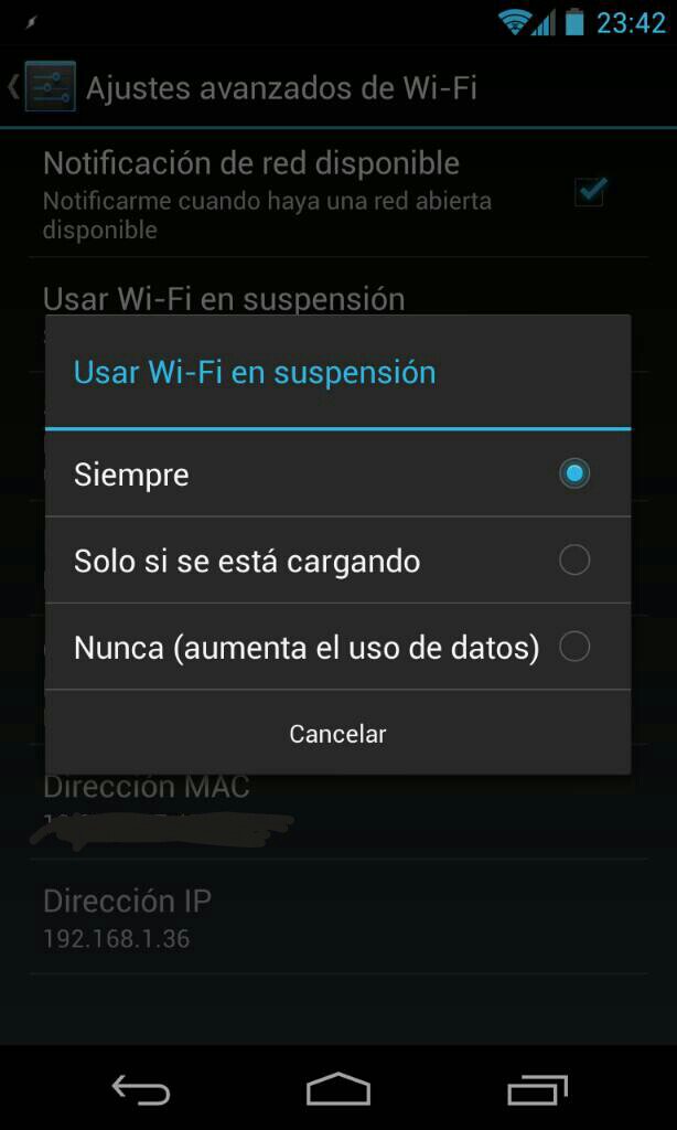 Wifi en Suspension Android