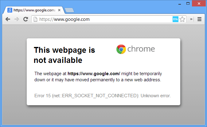 Error Google chrome gmail