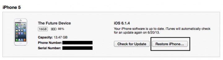 Restaurar iOS 6 en iPhone o iPod Touch